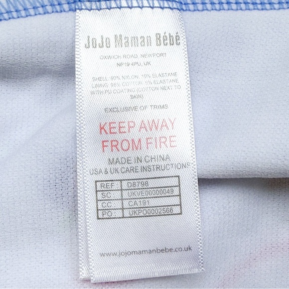 JoJo Maman Bebe Blue & White Striped Duck One-piece Swimsuit Baby Girls 6-12 Mos - Picture 12 of 13